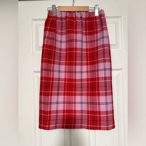 Zara Red and Pink Plaid Women's Skirt